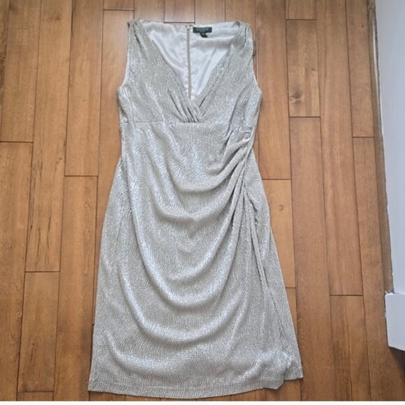 Lauren Ralph Lauren Dresses & Skirts - Lauren Ralph Lauren silver metallic knee length dress size 14